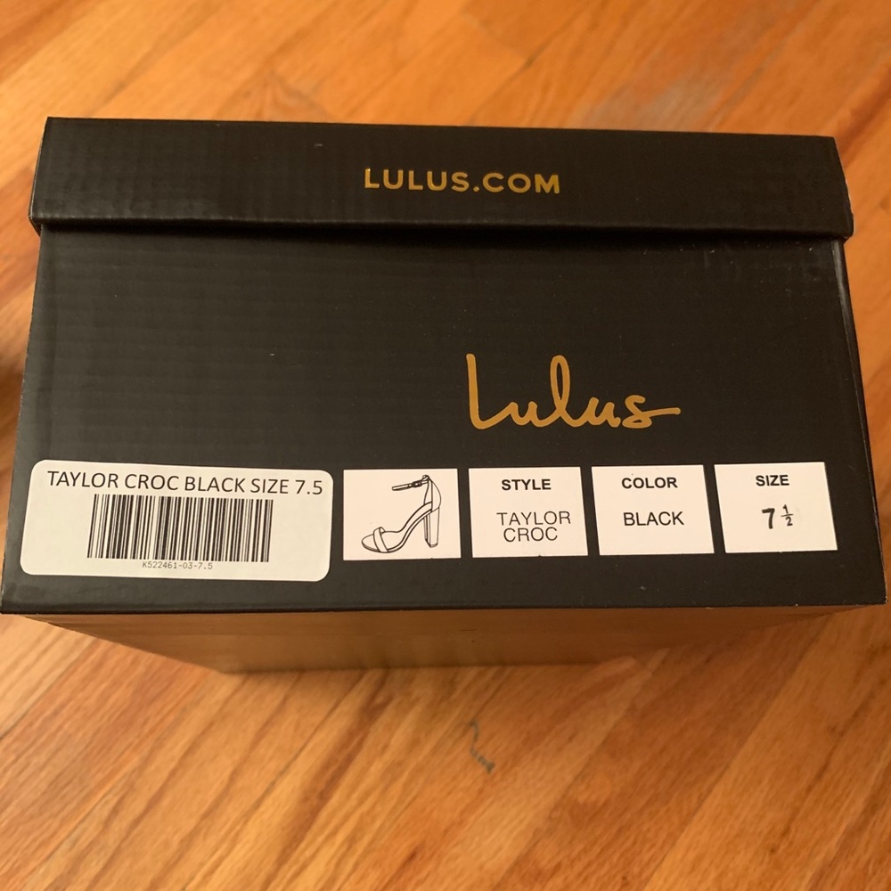 Lulus Taylor Black Croc blocked heels